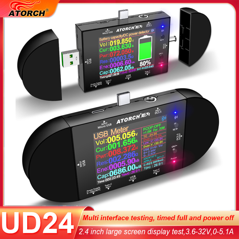 Usb Ammeter Tester - UD24 2.4'inch USB Tester DC5.5 Type-C