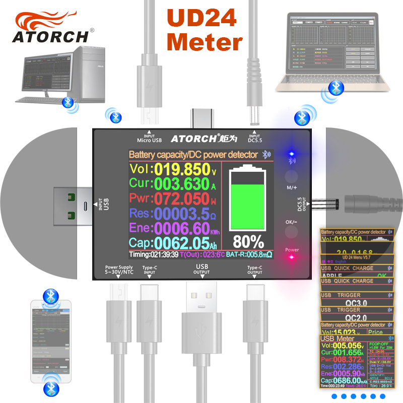 UD24 2.4'inch USB Tester DC5.5 - Usb Ammeter Tester 评论和价格