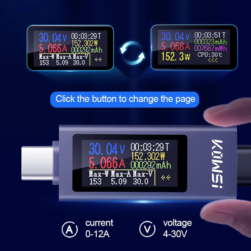 KWS-2302C Type-C USB Tester Mu - Usb Ammeter Tester 评论和价格