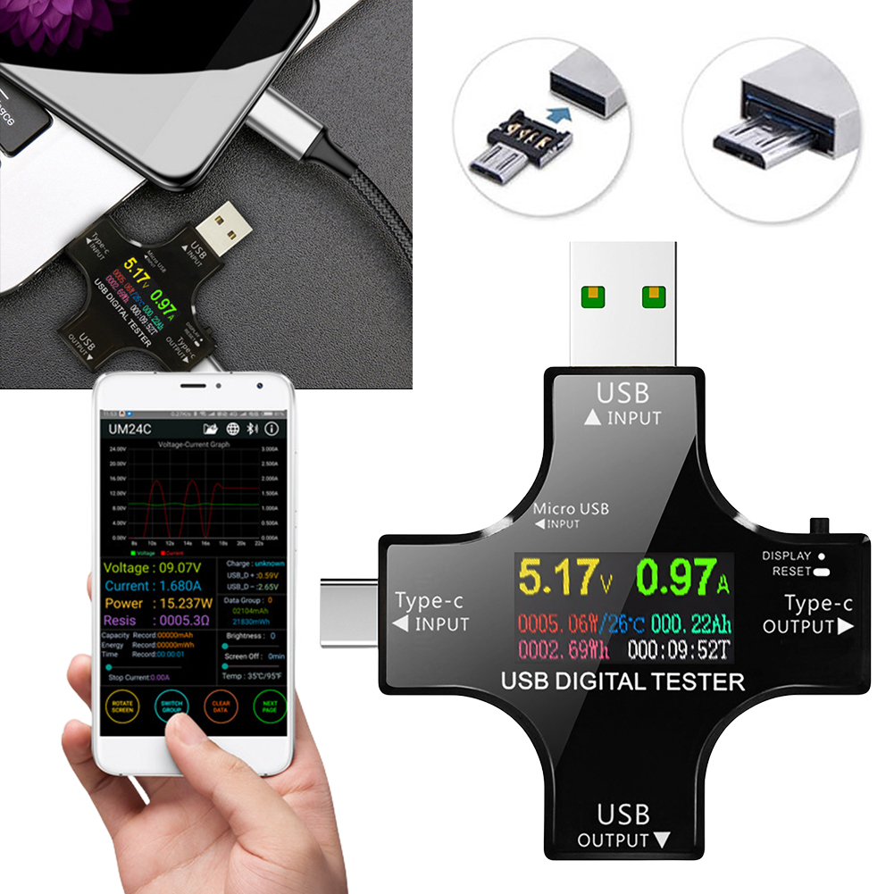 USB Tester Type-C PD Color Dig - Usb Ammeter Tester 评论和价格
